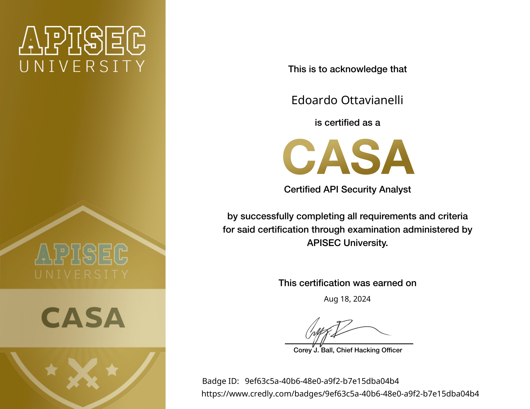 apisec casa security certified edoardottt